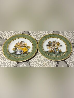 Sakura “Garden Vignette” - Birdseed and Birdhouse plates - 2 pieces